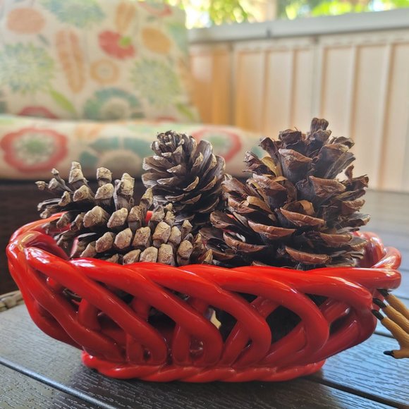 BELLA Handcrafted Red Braided Bread Basket - Picture 1 of 9